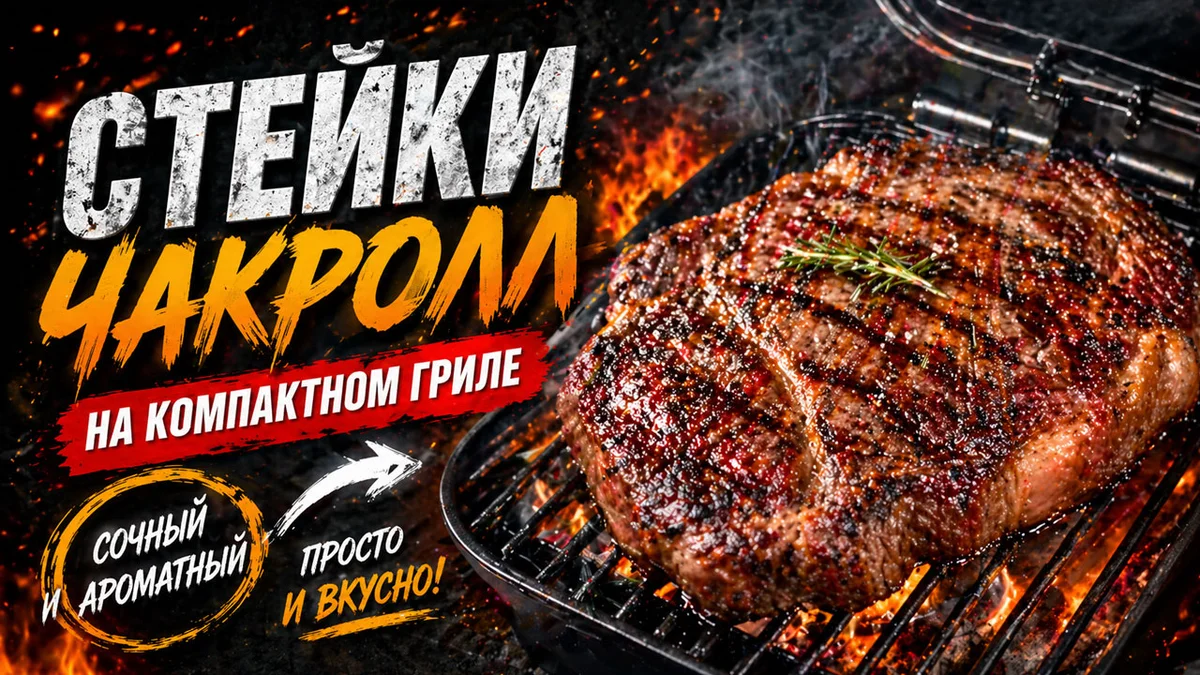 Стейк чак-ролл с картошкой на угольном гриле